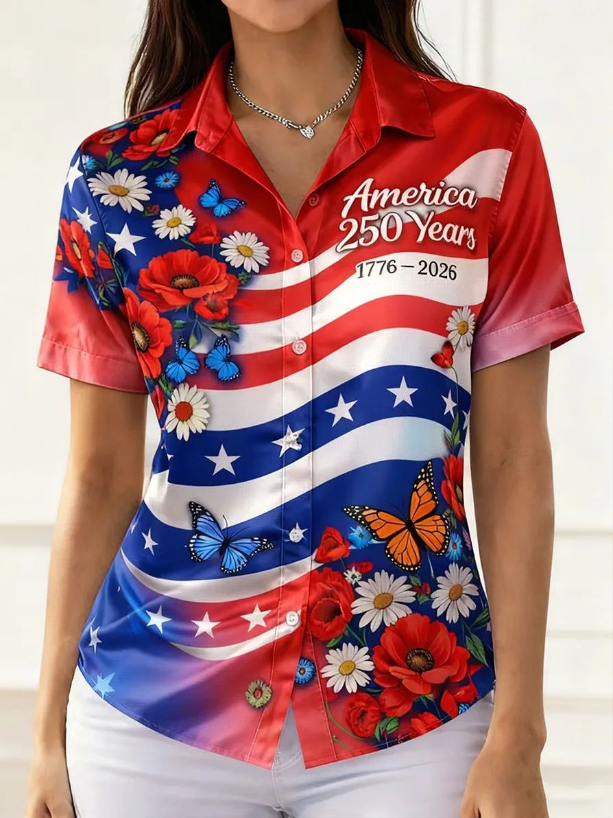 USA 250Th Anniversary Button Shirt 4Th Of July Apparel Patriotic Gifts For Mom