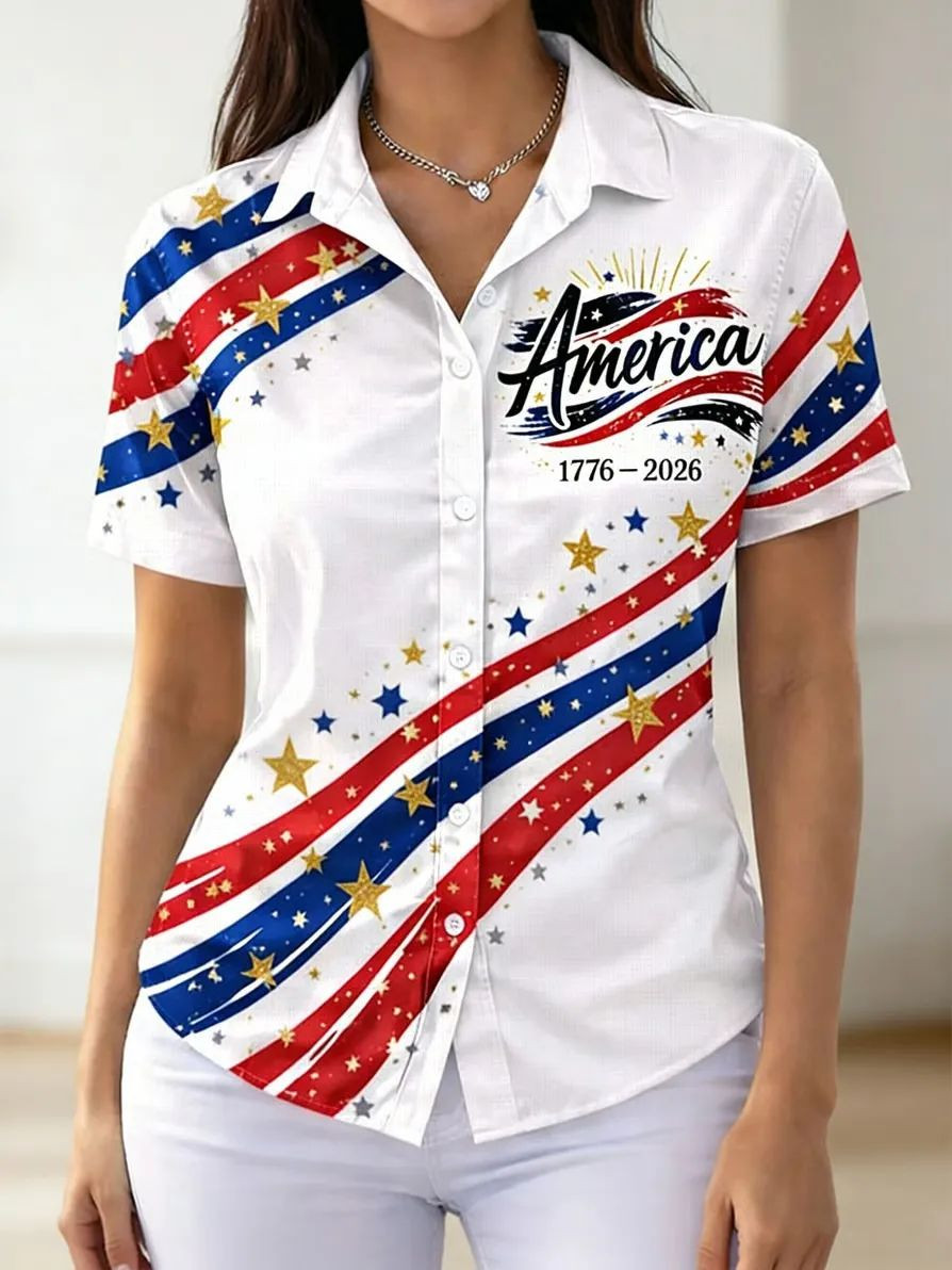 USA 250Th Anniversary Button Shirt 4Th Of July Apparel Patriotic Gifts For Sister