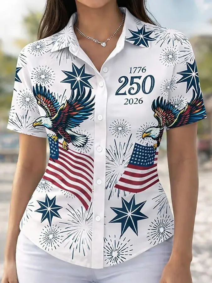 USA 250Th Anniversary Button Shirt 4Th Of July Apparel Patriotic Themed Gifts