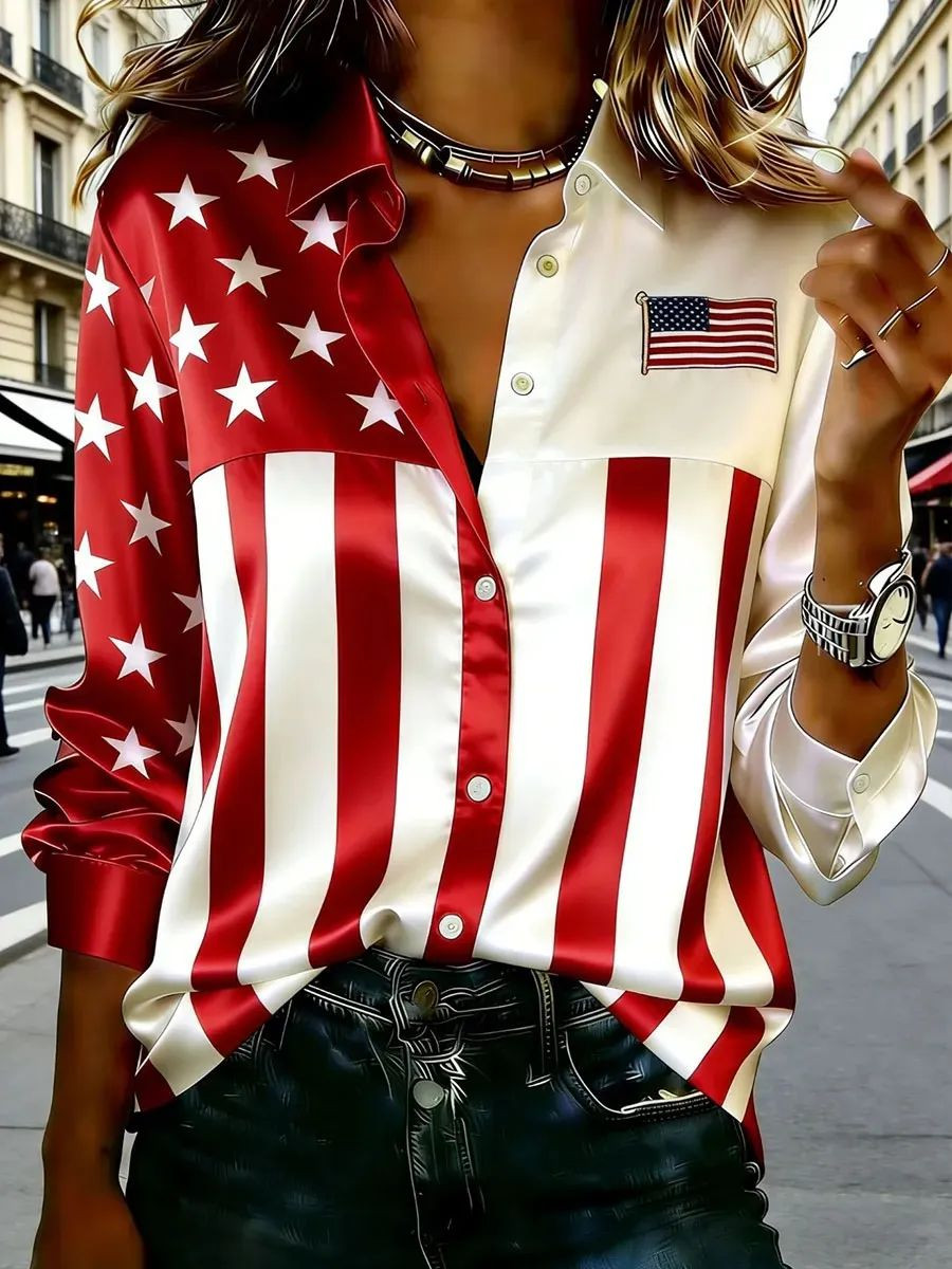 USA 250Th Anniversary Button Up Long Sleeve Shirt Fourth Of July Clothes Gifts For Mom