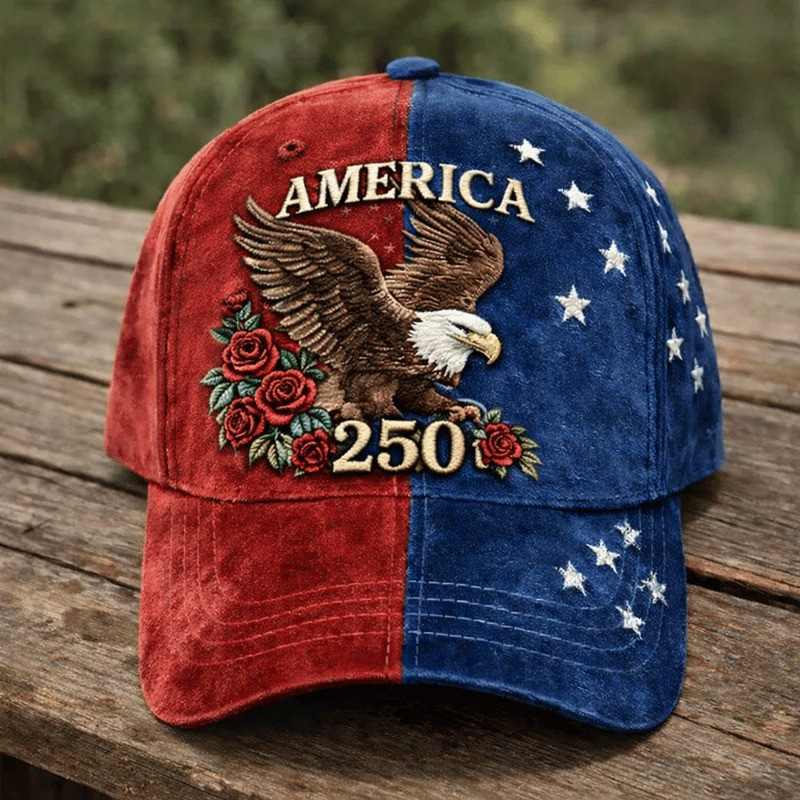 USA 250th Anniversary Cap Bald Eagle Print Hat Celebrating America Pride Gift