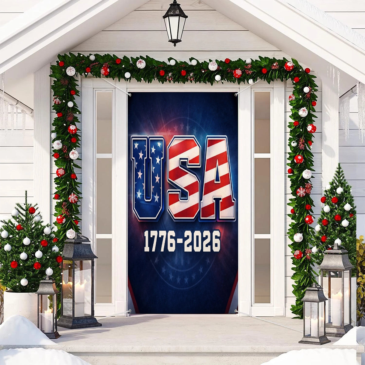 USA 250th Anniversary Door Cover 1776 2026 Merch Outdoor Decor Gift For Home
