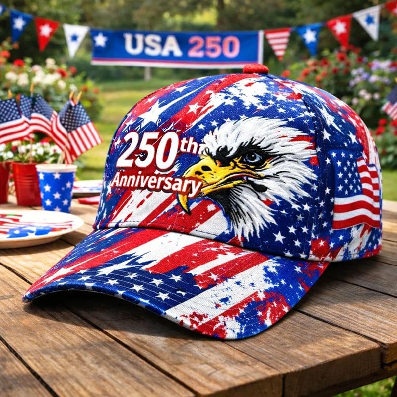 USA 250th Anniversary Eagle Baseball Cap Patriotic American Flag Hat Gift For Him
