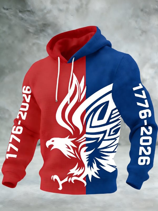 USA 250th Anniversary Eagle Hoodie 1776 2026 Patriotic Red Blue American Pullover Gift For Dad