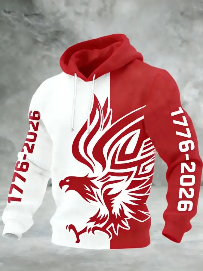 USA 250th Anniversary Eagle Hoodie 1776 2026 Patriotic White Red Merch Gift Ideas