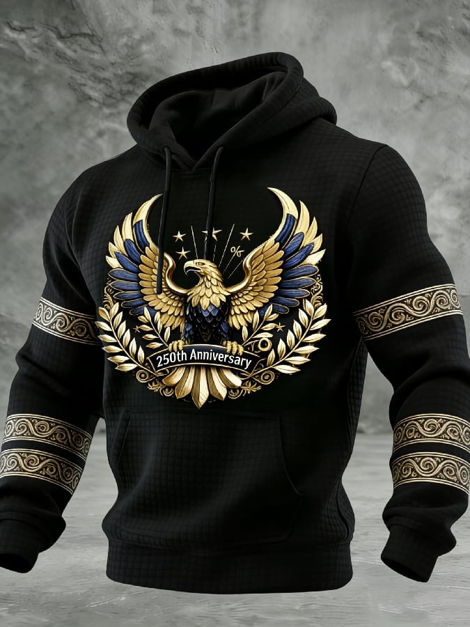USA 250th Anniversary Eagle Waffle Hoodie 1776 2026 Patriotic American Pullover Gift For Dad USA 250th Anniversary Eagle Waffle Hoodie 1776 2026 Patriotic American Pullover Gift For Dad - Image 1