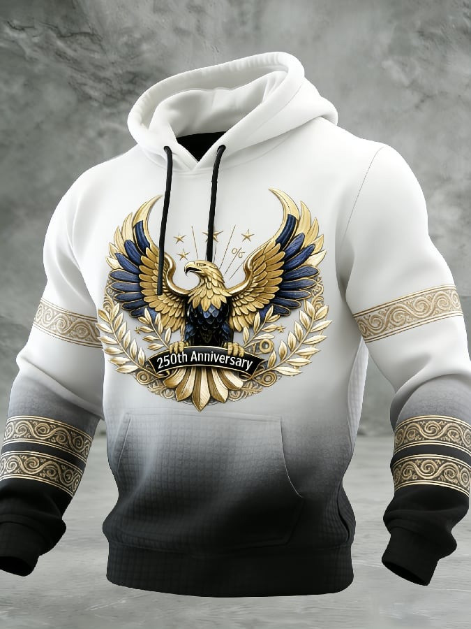 USA 250th Anniversary Eagle Waffle Hoodie 1776 2026 Patriotic American Pullover Gift For Men