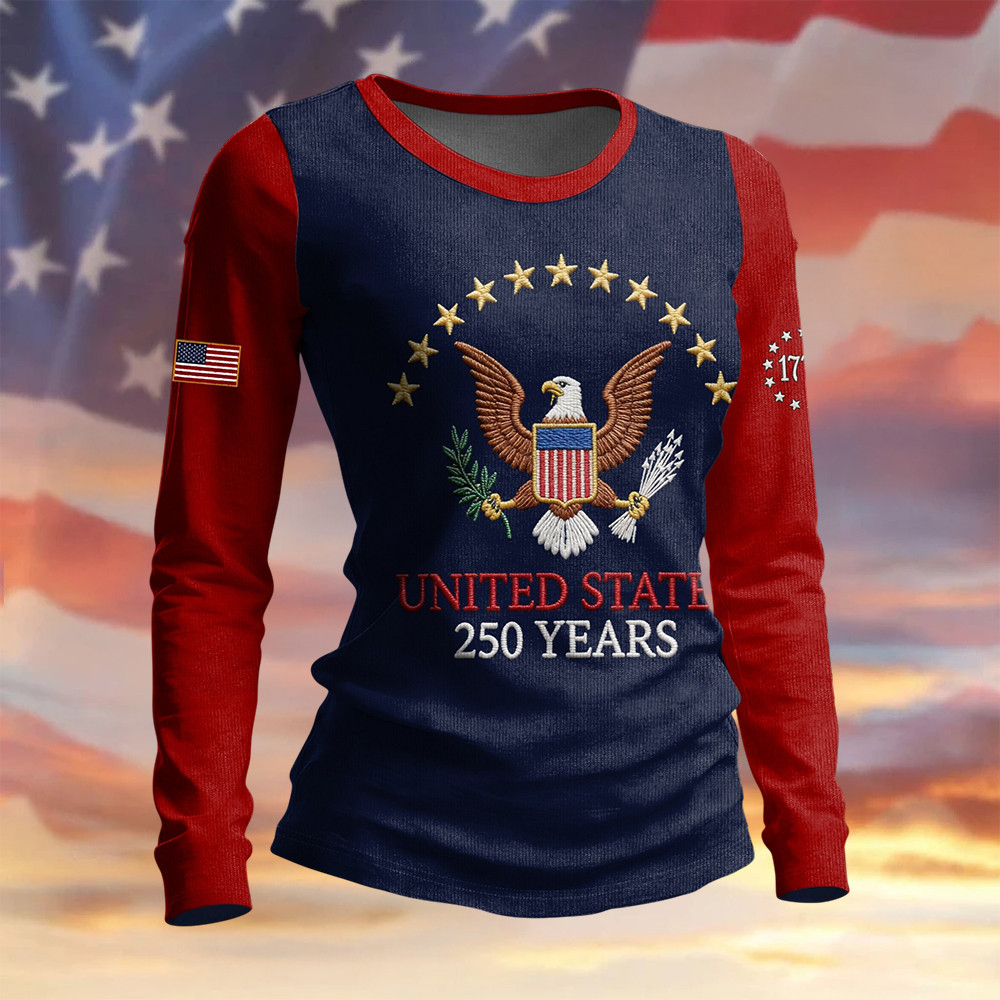 USA 250th Anniversary Flag Long Sleeve Shirt 250 Years 1776 2026 Clothing USA 250th Anniversary Flag Long Sleeve Shirt 250 Years 1776 2026 Clothing - Image 1