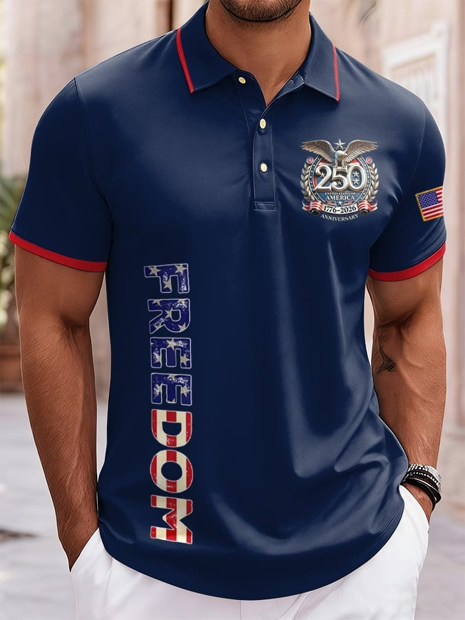 USA 250th Anniversary Freedom Polo Shirt American Flag Graphic USA Wears Apparel