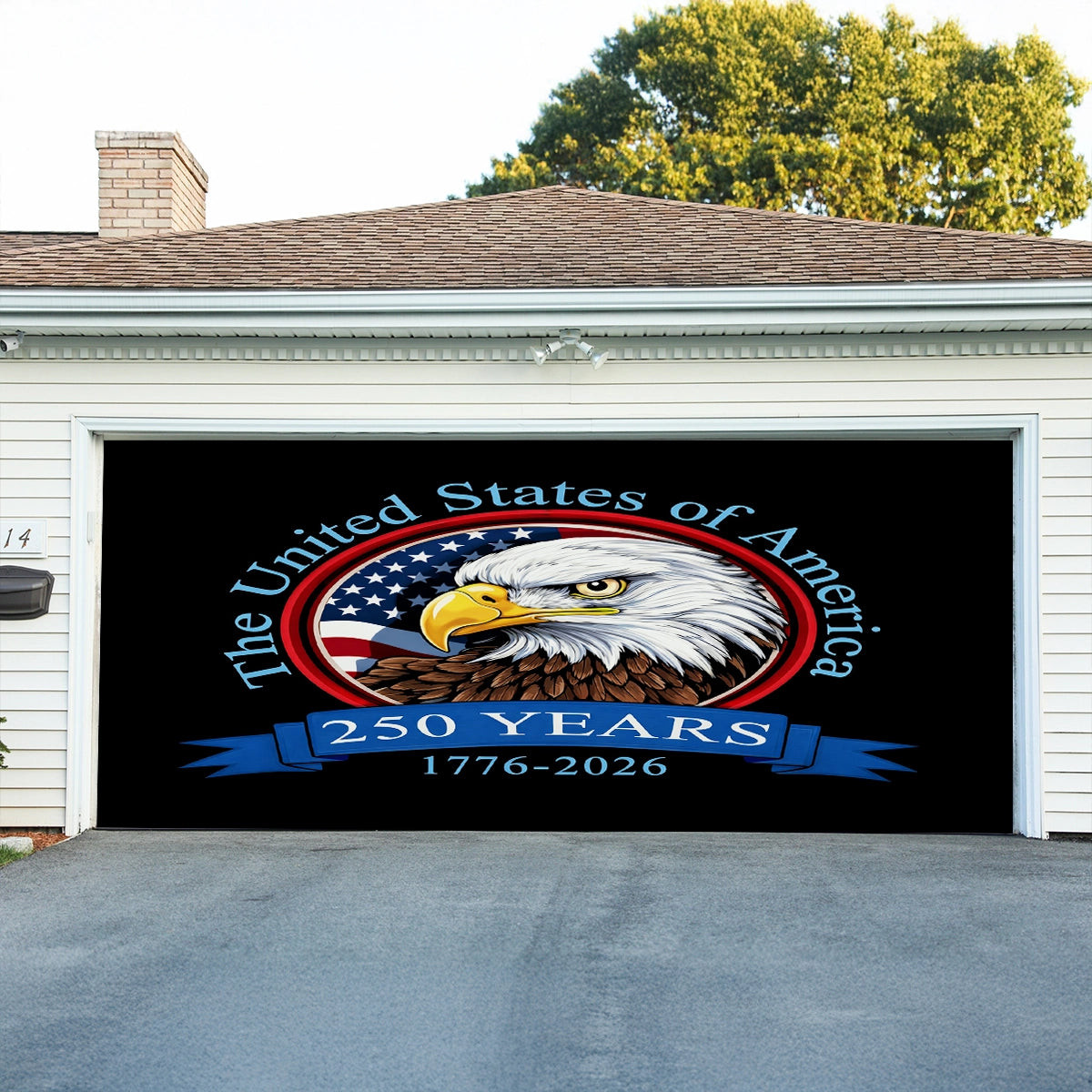 USA 250th Anniversary Garage Door Banner American Heritage Seal Patriotic Home Decor