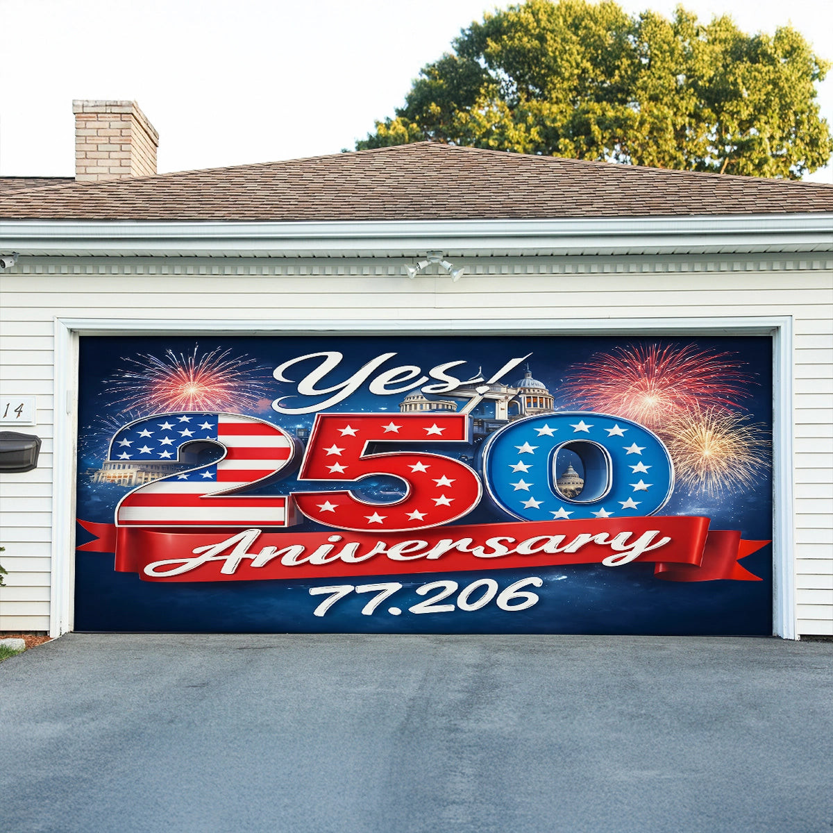 USA 250th Anniversary Garage Door Banner Best 4Th Of July Patriotic Outdoor Decor