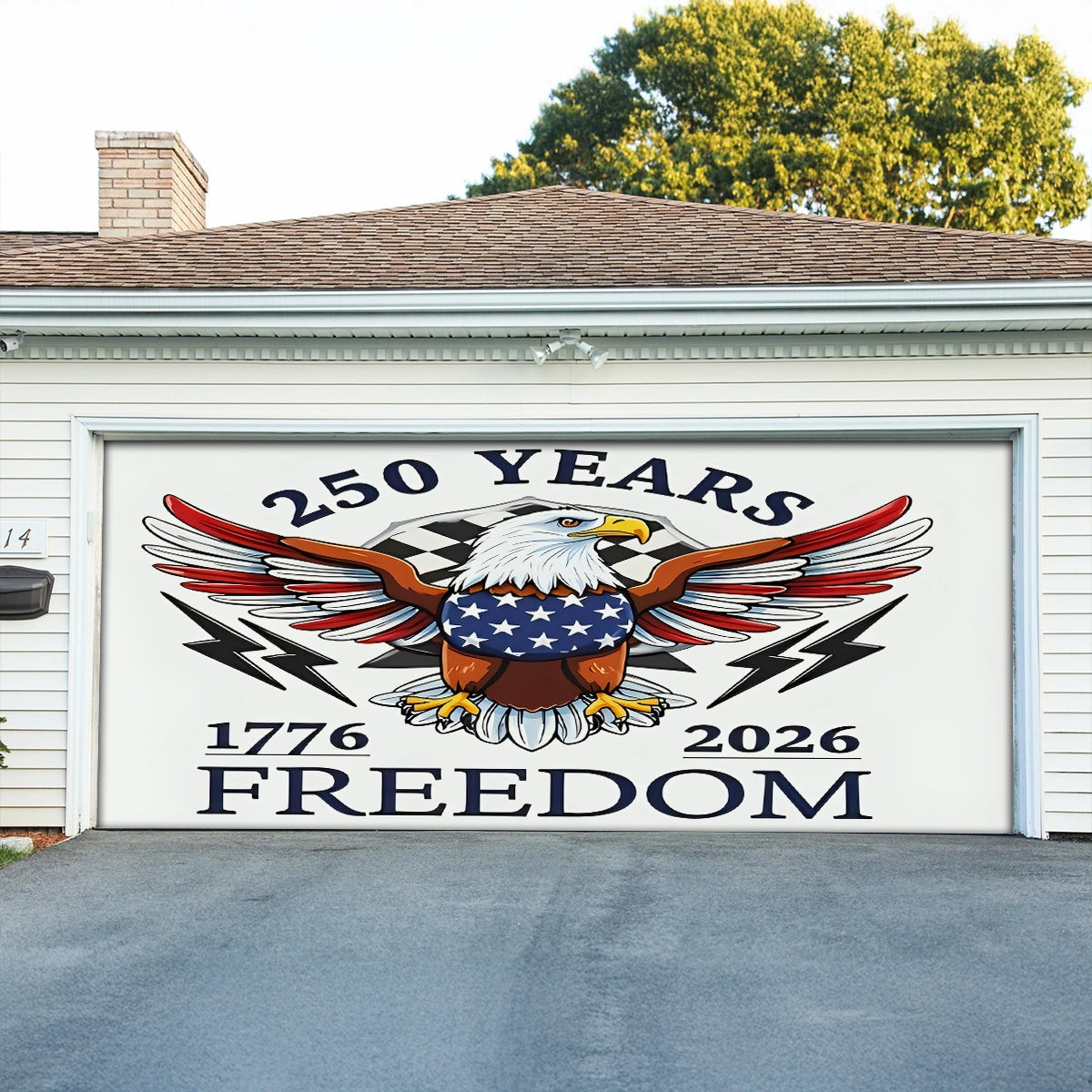 USA 250th Anniversary Garage Door Banner Born Free Still Free Patriotic Home Decor