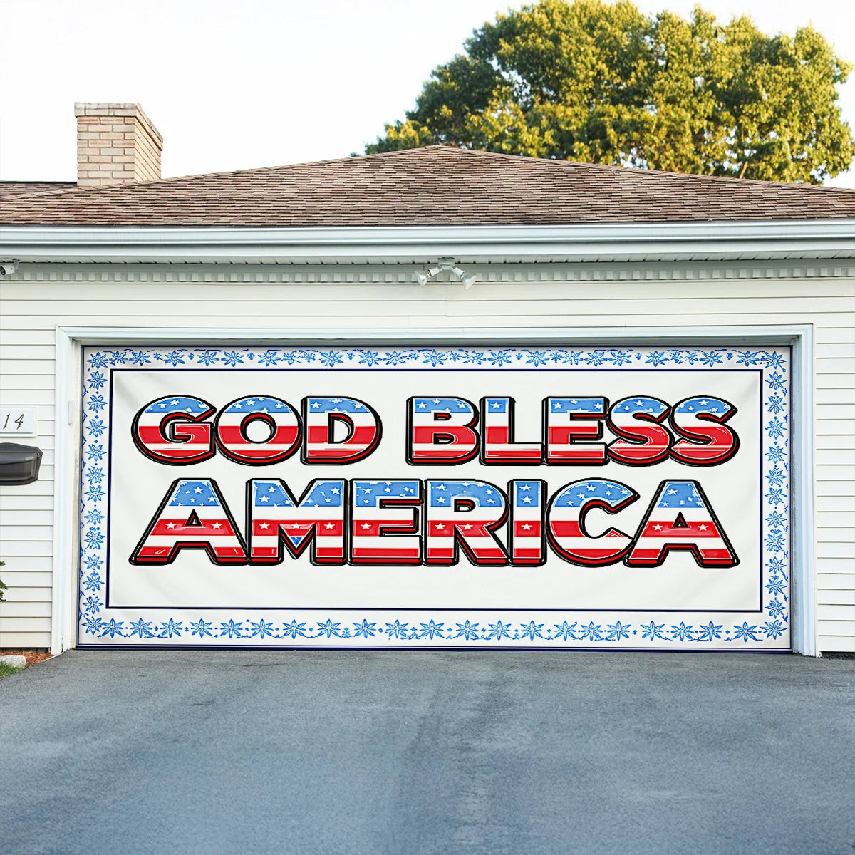 USA 250th Anniversary Garage Door Banner God Bless America Patriotic Home Decor
