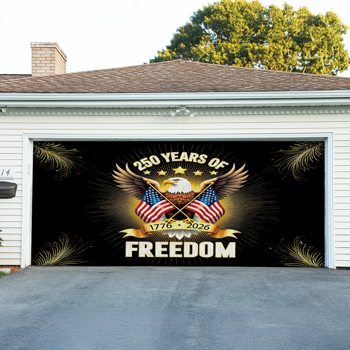 USA 250th Anniversary Garage Door Banner Liberty Endures Unique Home Decor