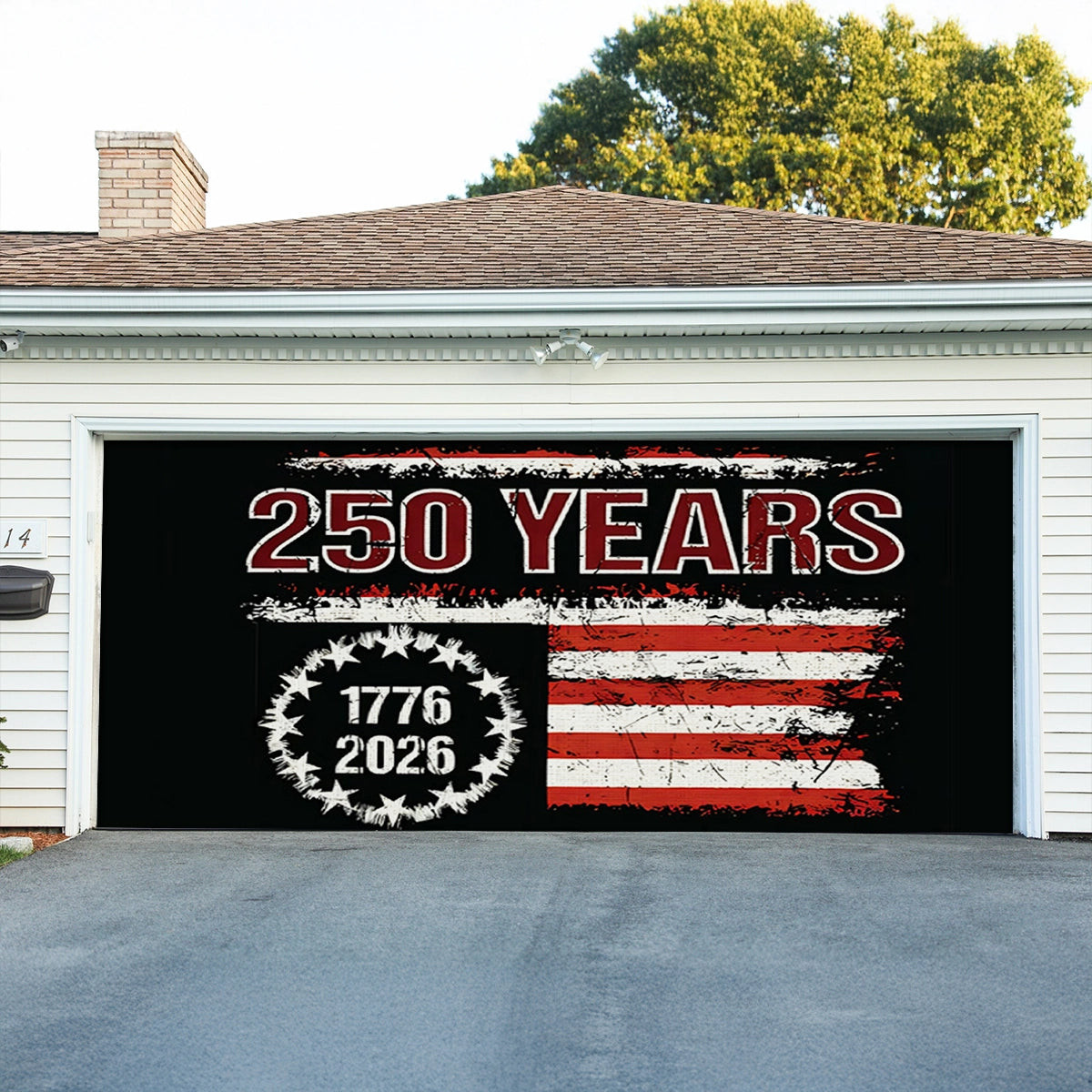 USA 250th Anniversary Garage Door Banner Liberty Was Earned Patriotic Home Decoration
