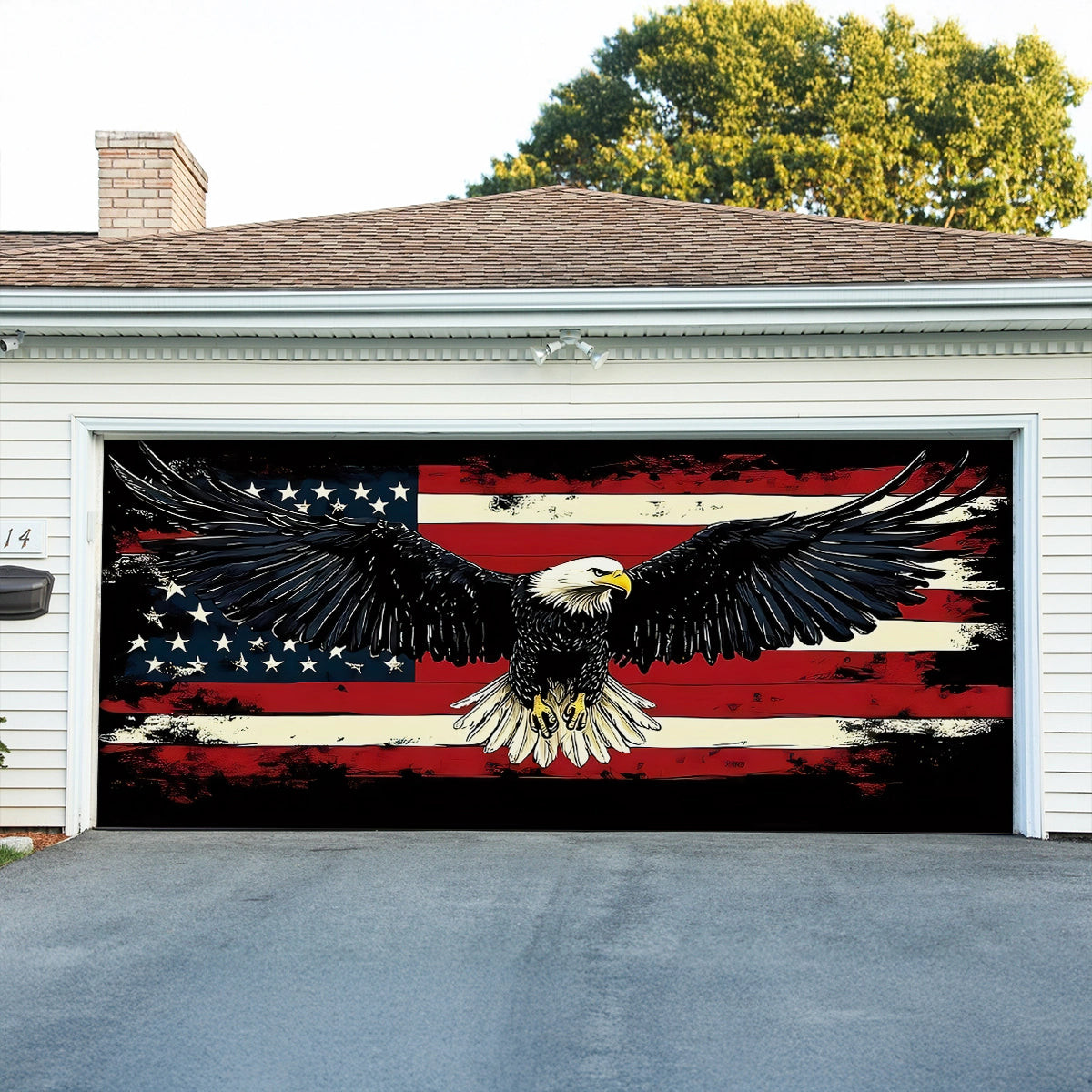 USA 250th Anniversary Garage Door Banner Still Flying Free Patriotic Outdoor Decor