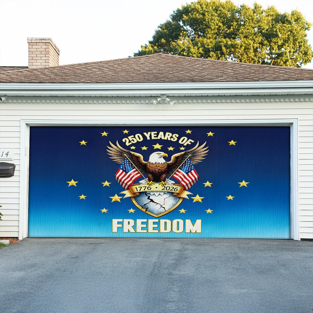 USA 250th Anniversary Garage Door Banner The Freedom Crest Of America Outdoor Decor