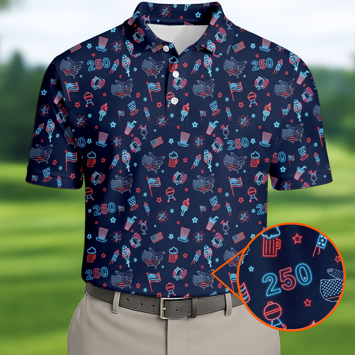 USA 250Th Anniversary Golf Polo Shirt 4Th Of July Apparel Good Golf Gifts For Men