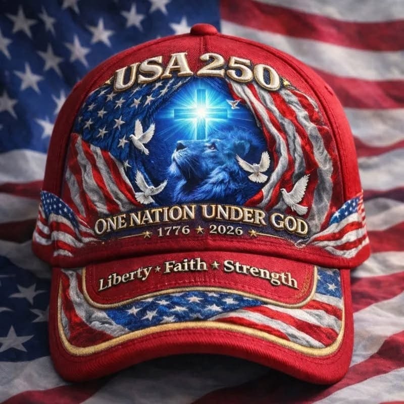 USA 250th Anniversary Hat 2026 One Nation Under God Liberty Faith Strength Cap Patriotic Gifts
