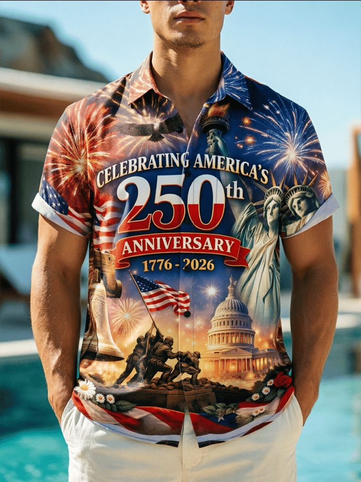 USA 250Th Anniversary Hawaiian Shirt America 250 Commemorative Clothes Dad Gift
