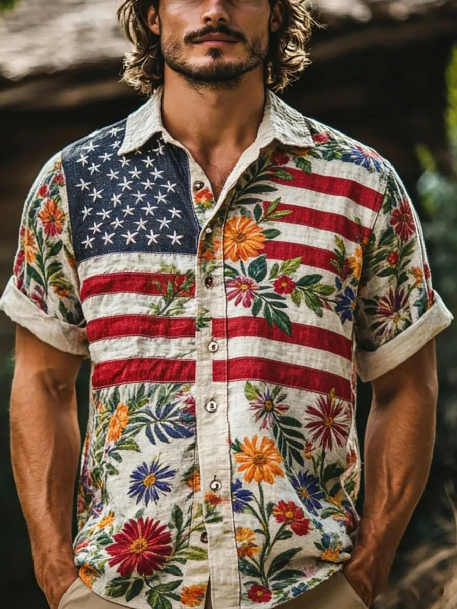 USA 250Th Anniversary Hawaiian Shirt USA Plants Flowers Clothes Gift For Patriots