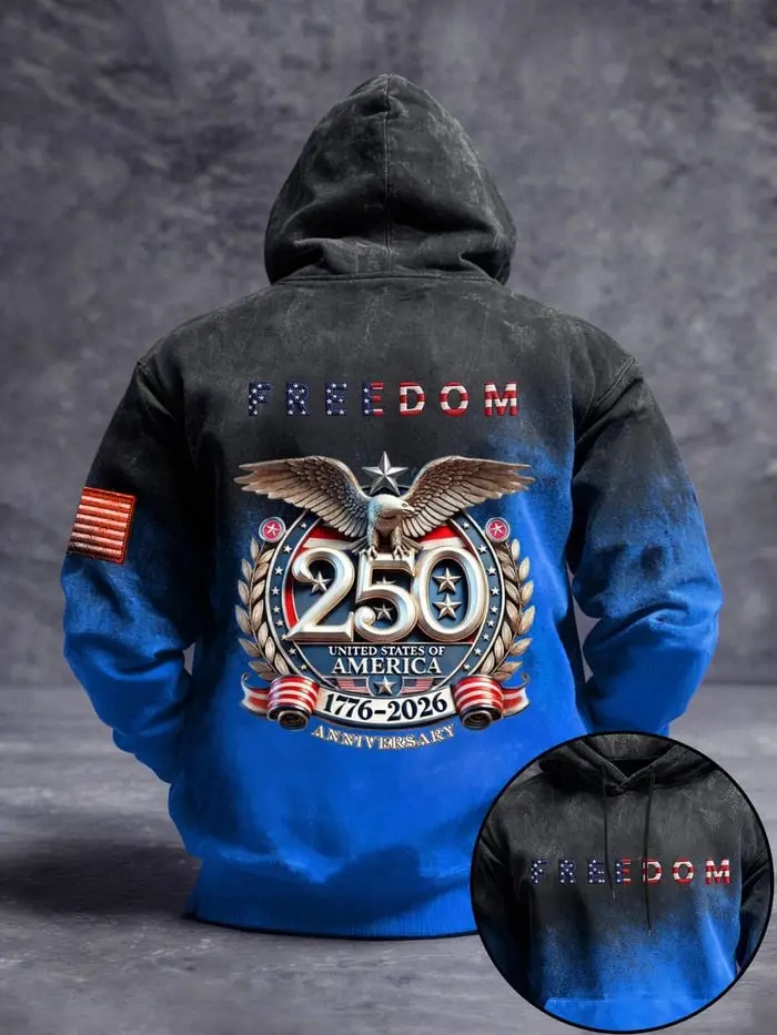 USA 250th Anniversary Hoodie Freedom Eagle And Flag Clothing Gift For Dad USA 250th Anniversary Hoodie Freedom Eagle And Flag Clothing Gift For Dad - Image 1
