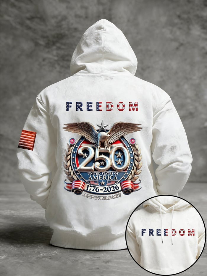USA 250th Anniversary Hoodie Freedom Eagle And Flag Clothing Gift For Husband USA 250th Anniversary Hoodie Freedom Eagle And Flag Clothing Gift For Husband - Image 1