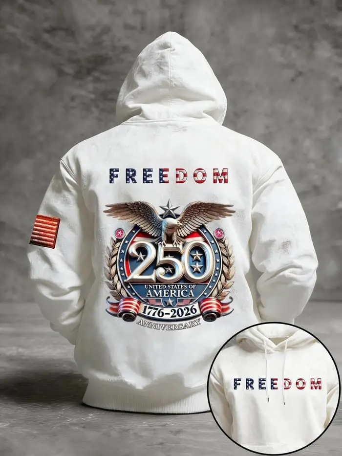 USA 250th Anniversary Hoodie Freedom Eagle And Flag Clothing Gift For Husband