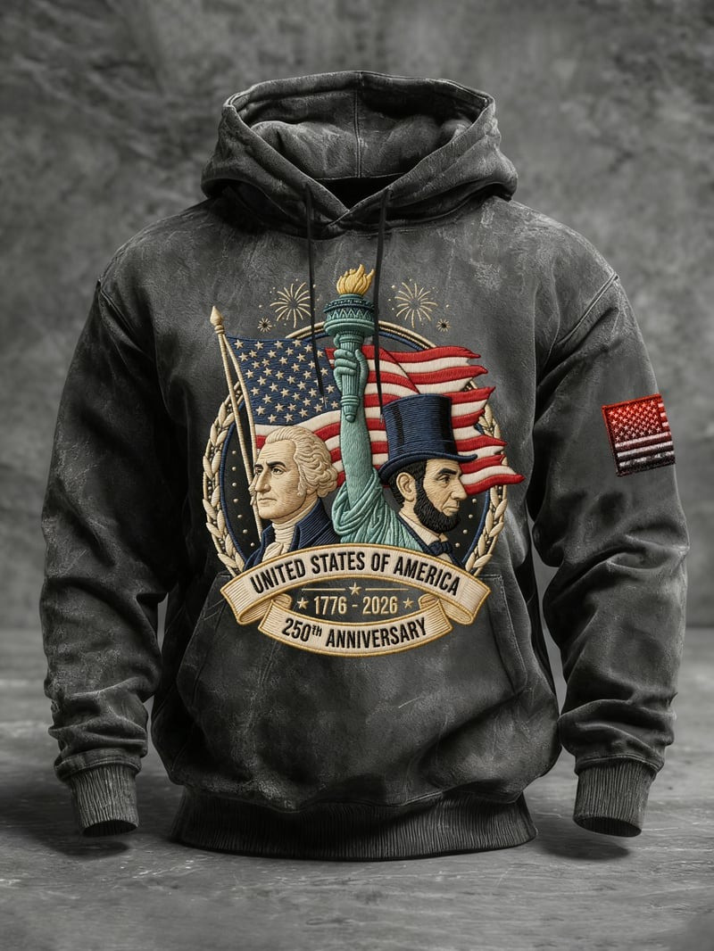 USA 250th Anniversary Hoodie George Washington And Abraham Lincoln Clothing Gift For Him