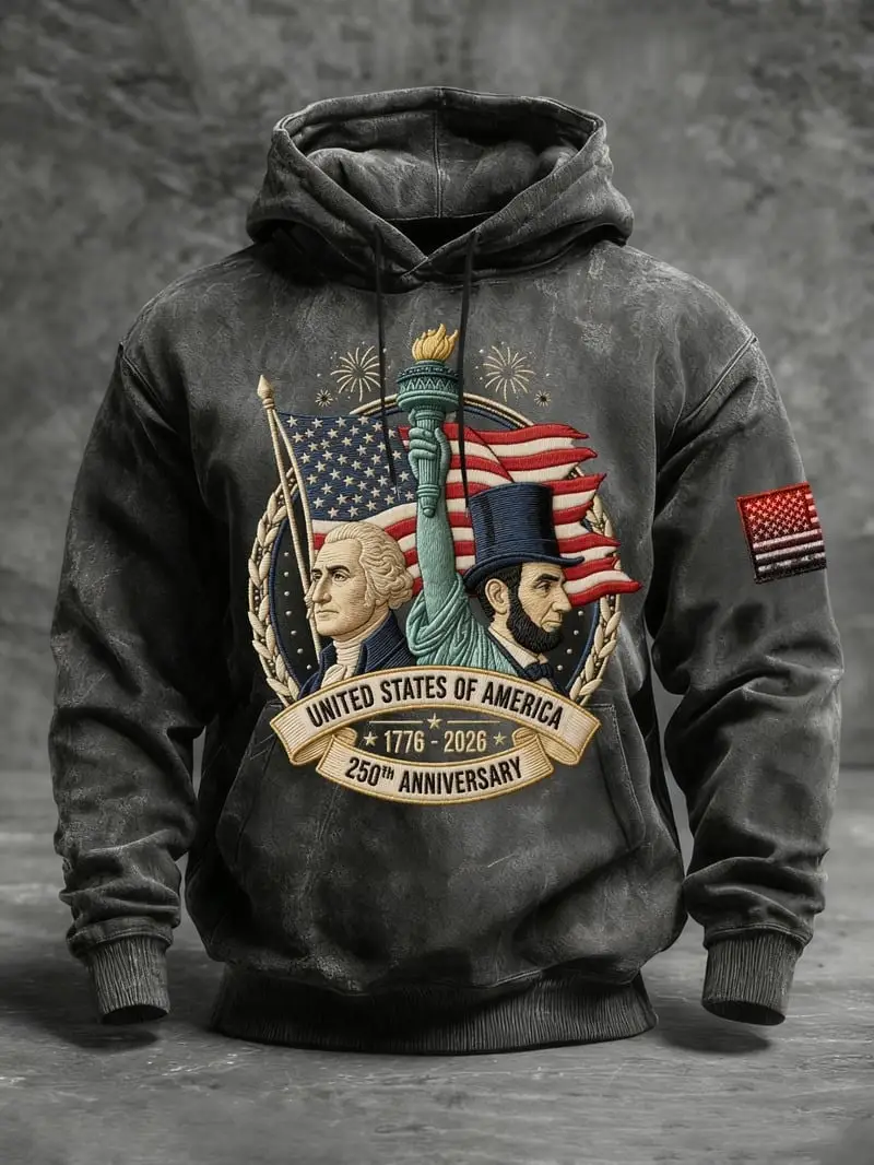 USA 250th Anniversary Hoodie George Washington And Abraham Lincoln Clothing Gift For Him