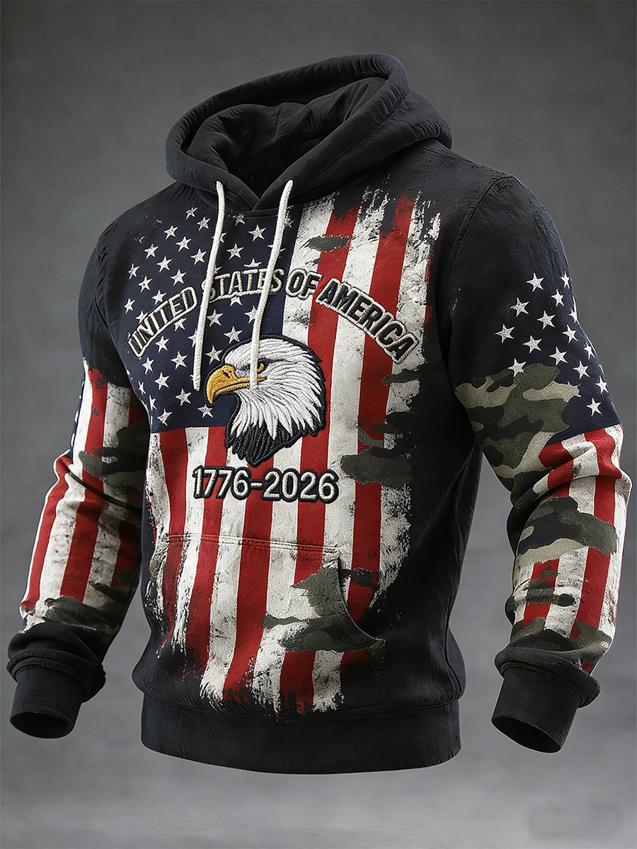 USA 250th Anniversary Hoodie Mens Bald Eagle Graphic Independence Day Merch USA 250th Anniversary Hoodie Mens Bald Eagle Graphic Independence Day Merch - Image 1