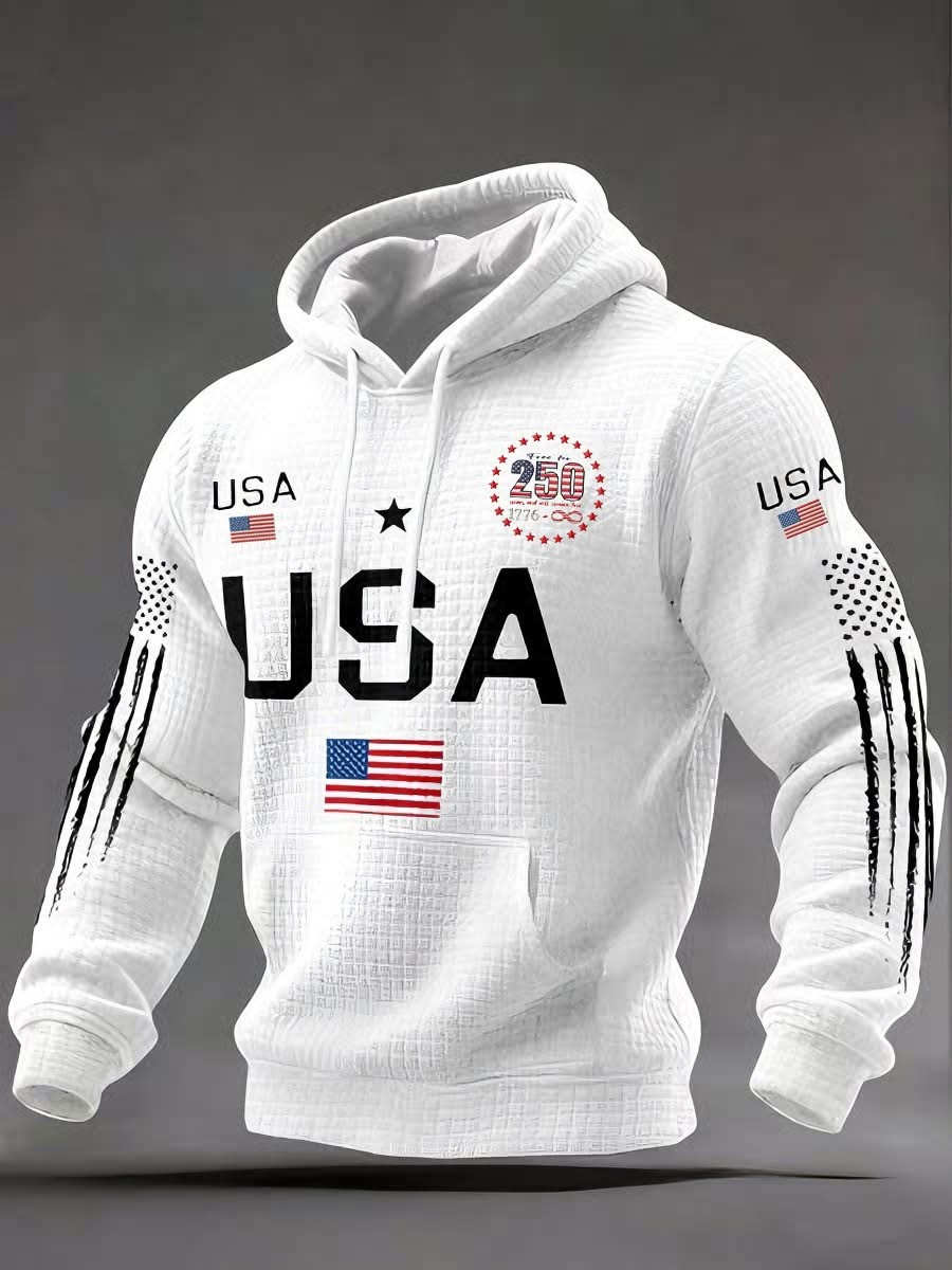 USA 250th Anniversary Hoodie Patriotic Men's Clothing Fourth Of July Present USA 250th Anniversary Hoodie Patriotic Men's Clothing Fourth Of July Present - Image 1