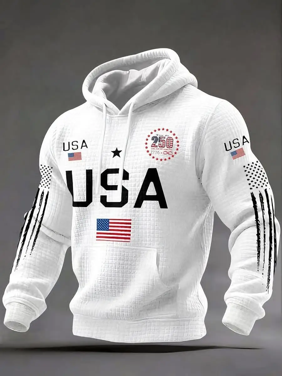 USA 250th Anniversary Hoodie Patriotic Men's Clothing Fourth Of July Present