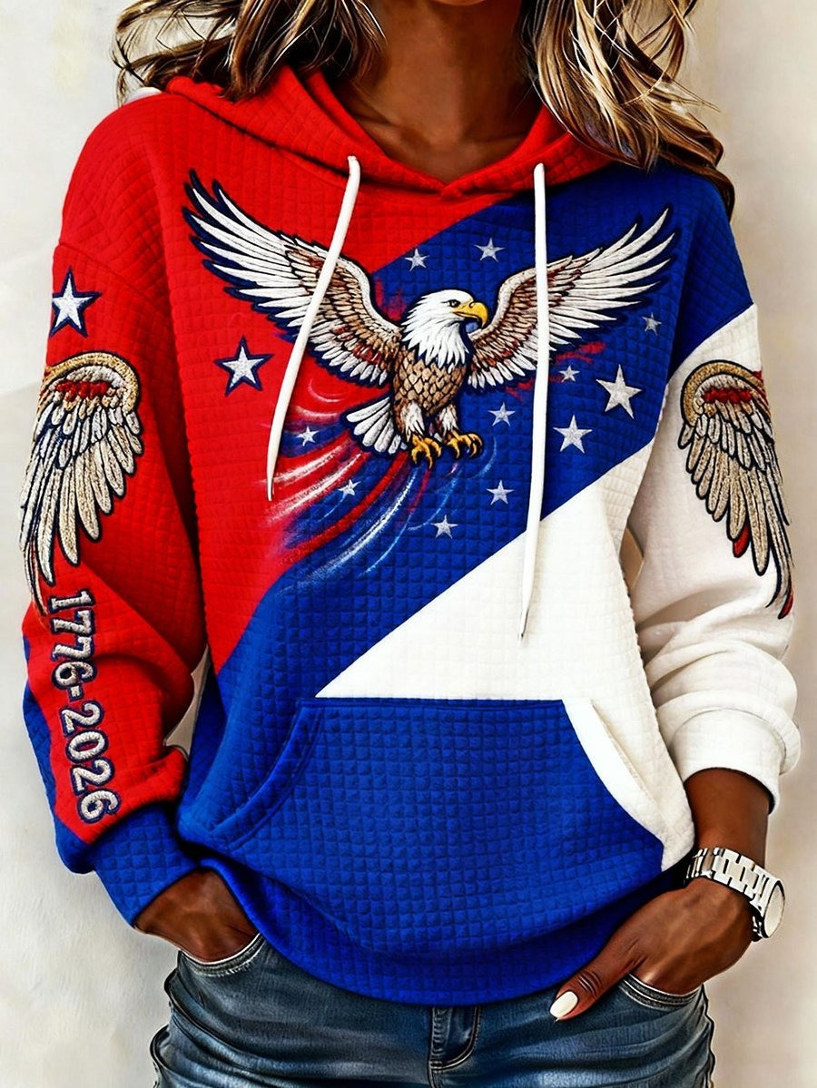 USA 250th Anniversary Hoodie Womens 1776 2026 Bald Eagle Graphic Patriotic Gift for Her