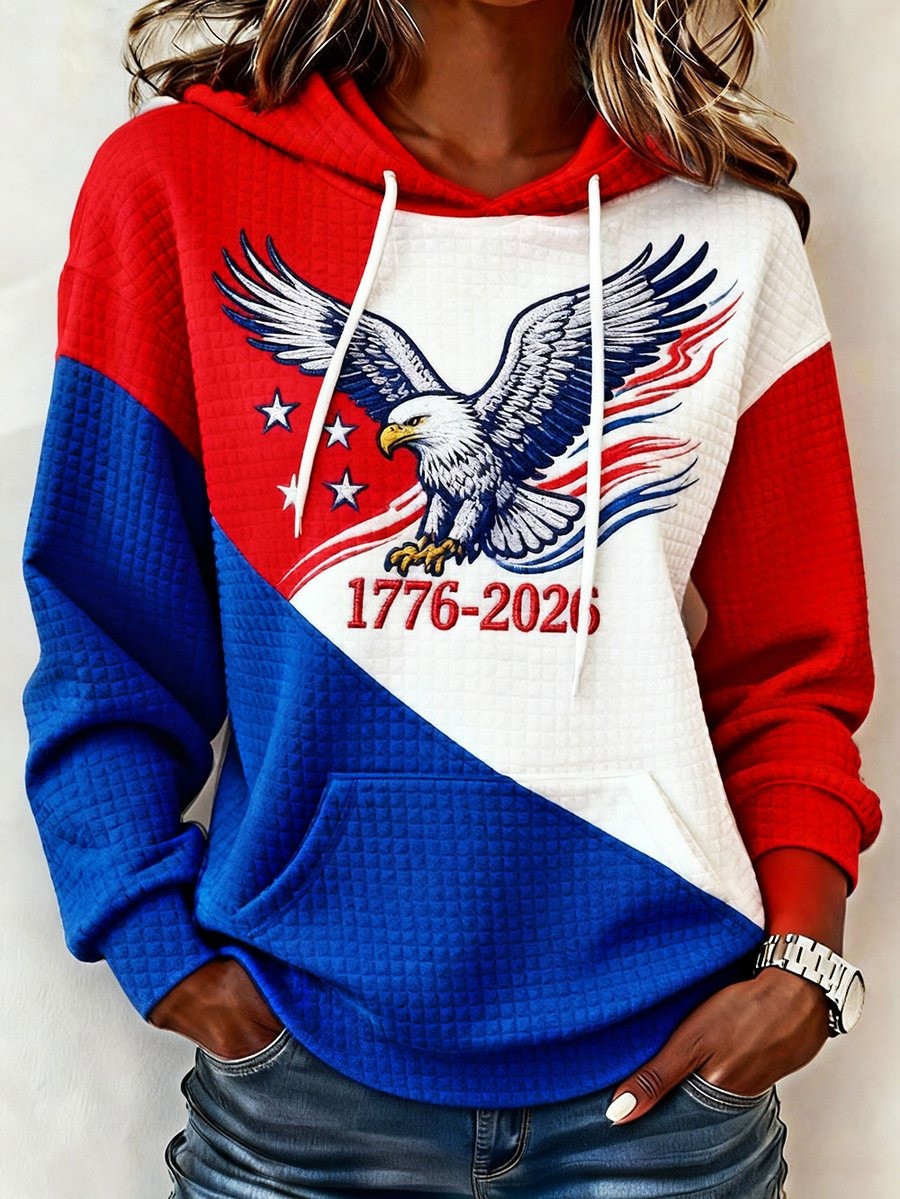 USA 250th Anniversary Hoodie Womens Bald Eagle Graphic Patriotic Gift for Wife