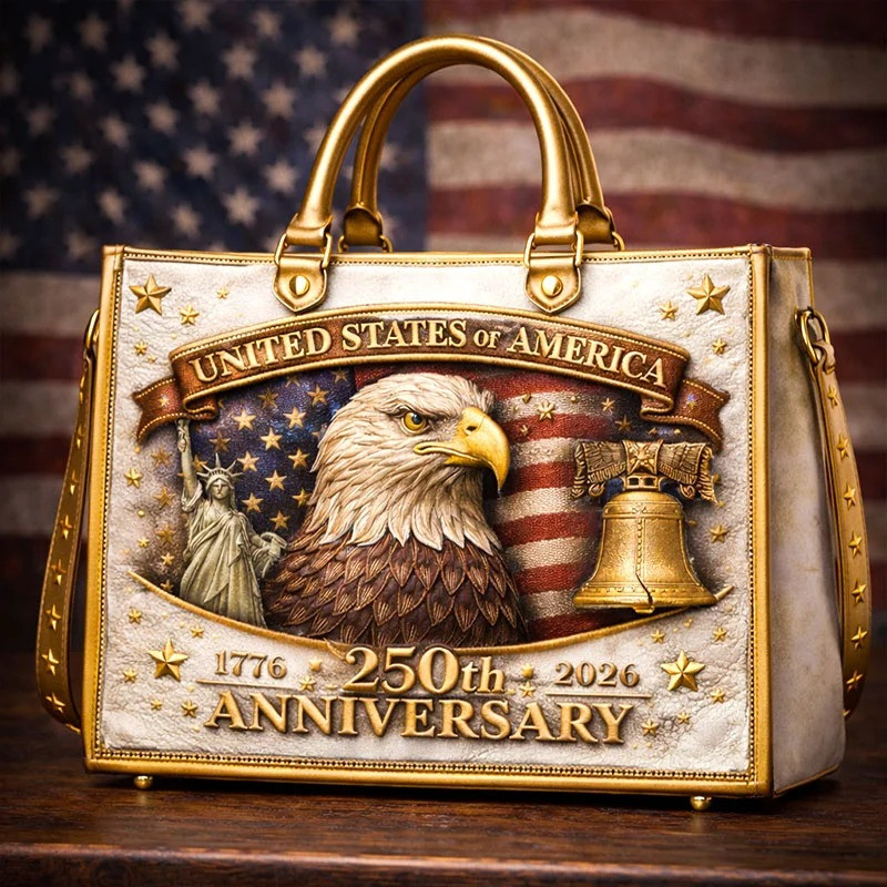USA 250th Anniversary Liberty Bell Eagle Leather Handbag Patriotic American Bag Gift Idea