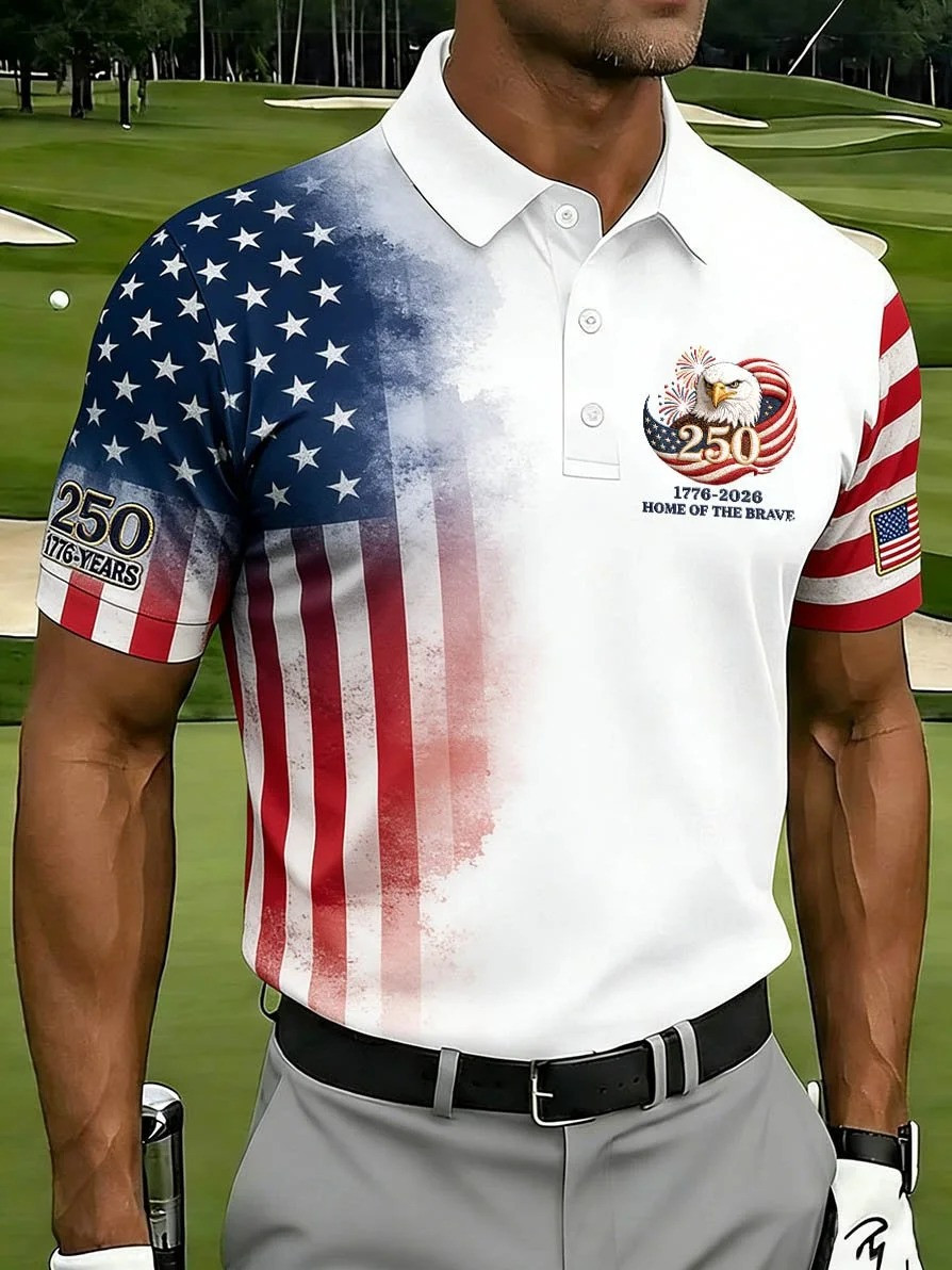 USA 250th Anniversary Polo Shirt 1776 2026 Patriotic Eagle American Flag Golf Shirt USA 250th Anniversary Polo Shirt 1776 2026 Patriotic Eagle American Flag Golf Shirt - Image 1