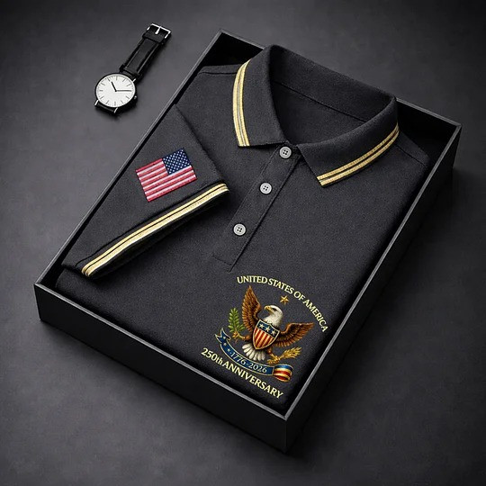USA 250th Anniversary Polo Shirt 1776 2026 Patriotic Eagle Golf Shirt Independence Day Gift