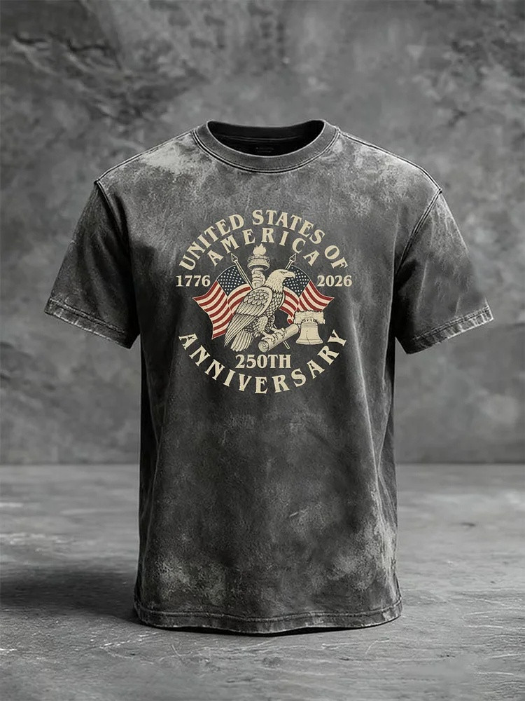 USA 250th Anniversary T-Shirt Men Patriotic Graphic Tees 1776 2026 Gift For Him