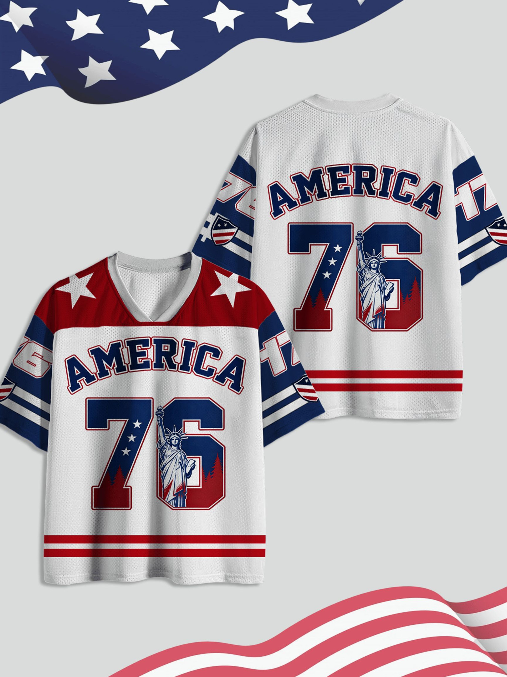 USA 250Th Anniversary V-Neck Jersey 1776-2026 Semiquincentennial Clothes Mothers Day Ideas