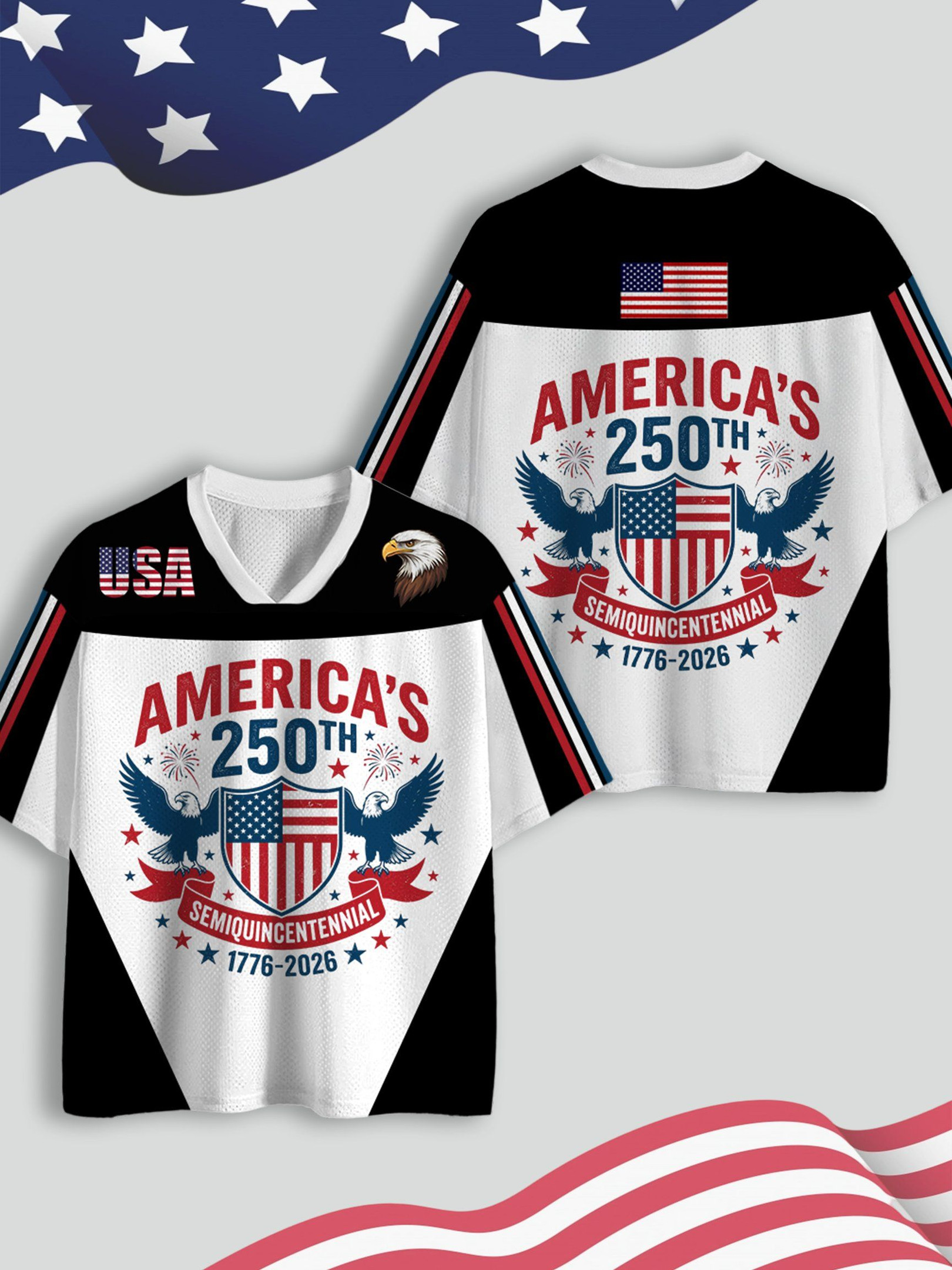 USA 250Th Anniversary V-Neck Jersey 1776 2026 Semiquincentennial Gift Ideas For Mom