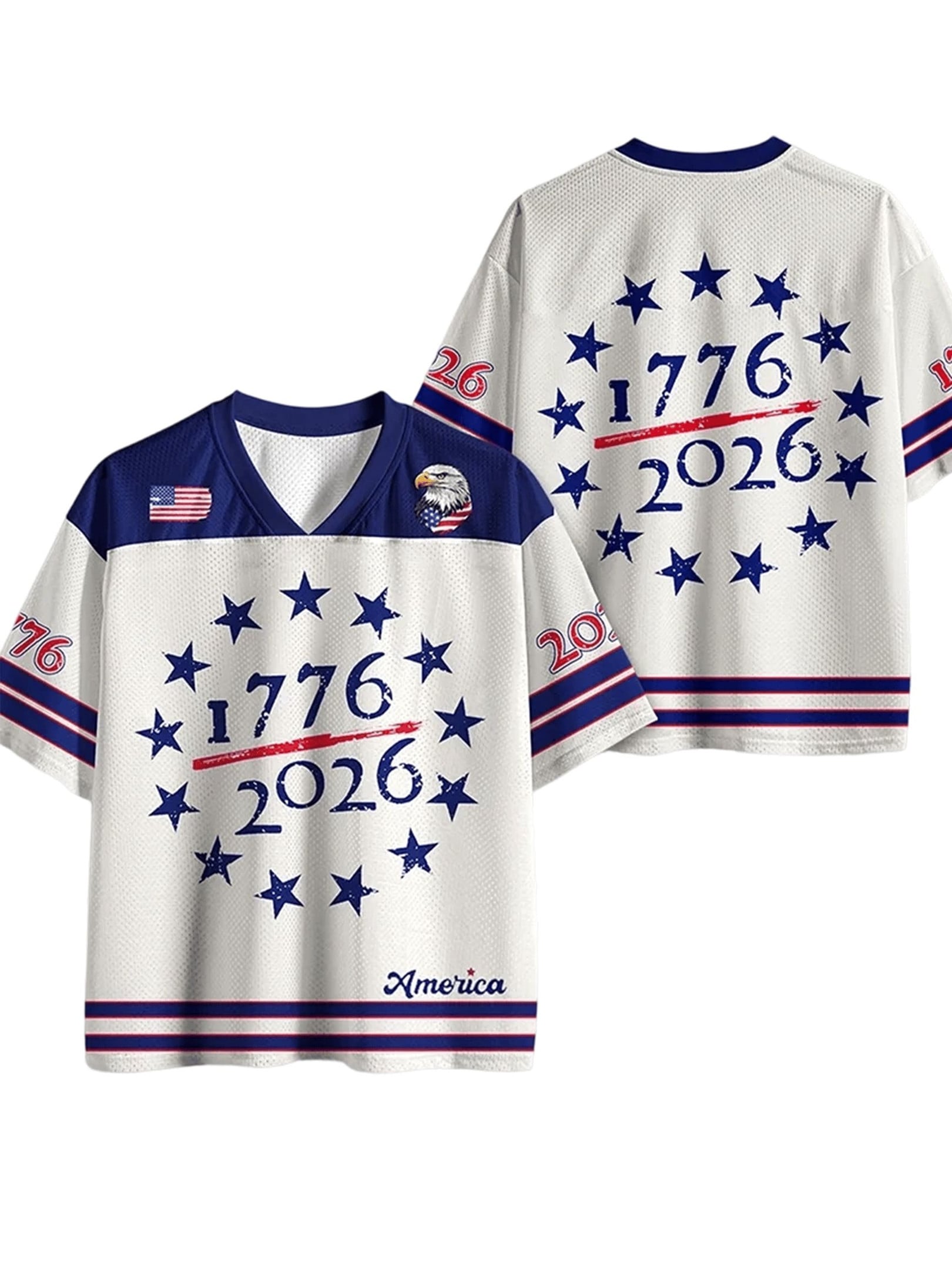 USA 250Th Anniversary V-Neck Jersey 1776-2026 Years Of Liberty Clothes Mothers Day Ideas