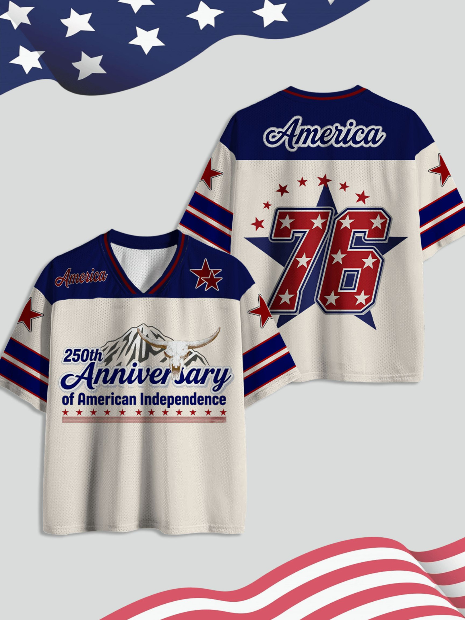 USA 250Th Anniversary V-Neck Jersey American 1776 2026 Independence Day Gifts For Sister In Law