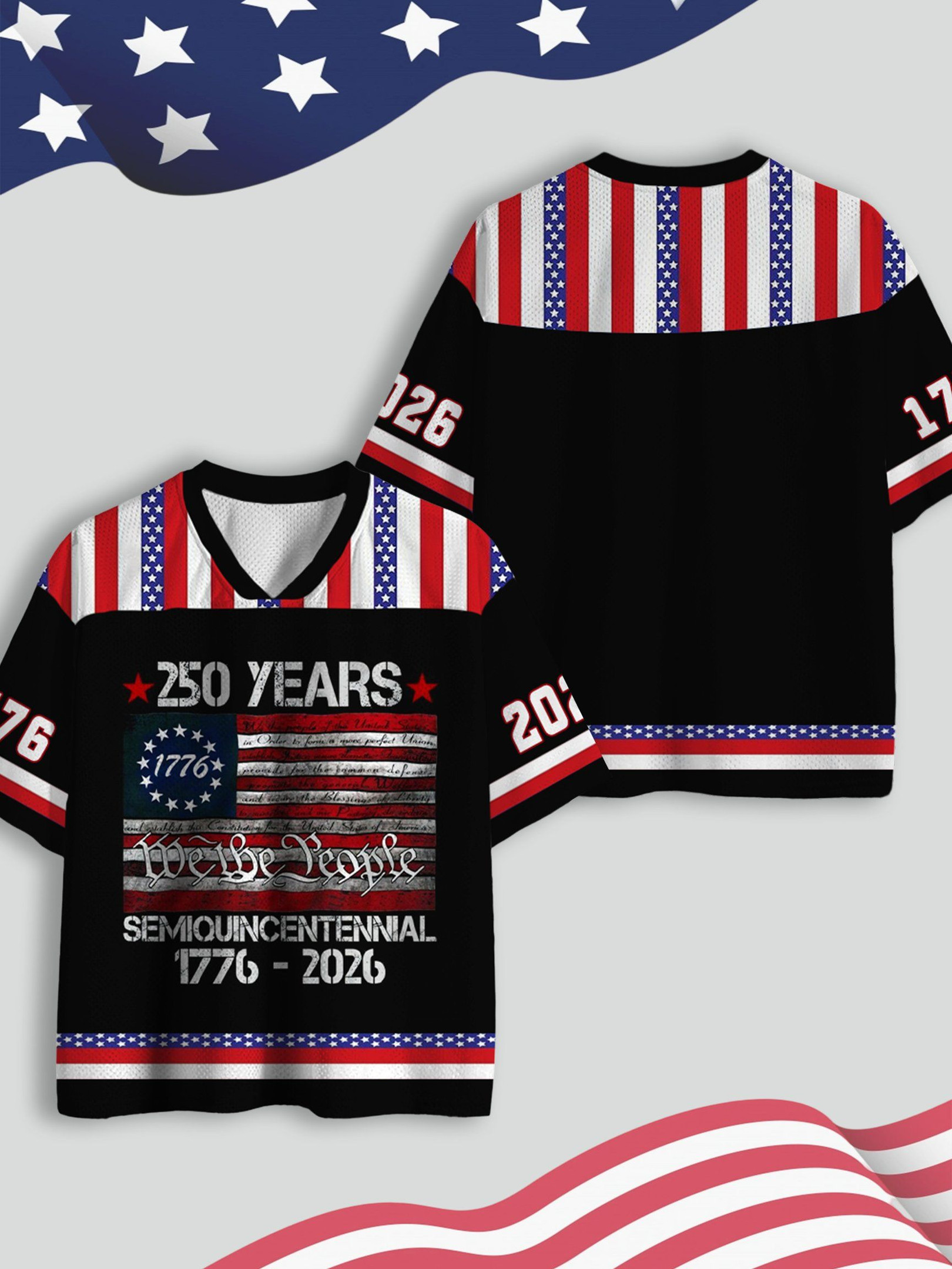USA 250Th Anniversary V-Neck Jersey American 1776 2026 Semiquincentennial Gift Ideas For Sister