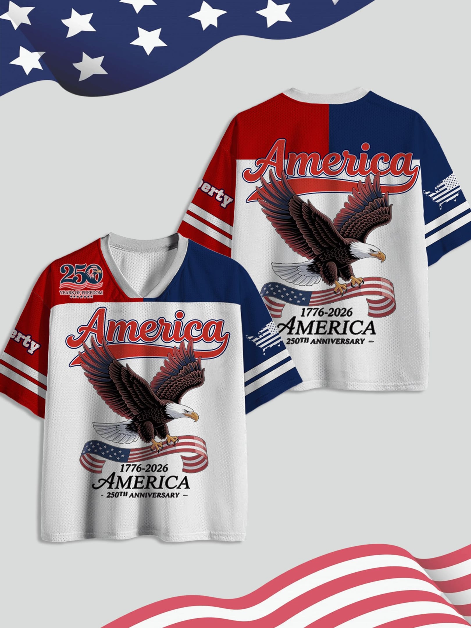 USA 250Th Anniversary V-Neck Jersey Fourth Of July Apparel Gifts For Sister In Law
