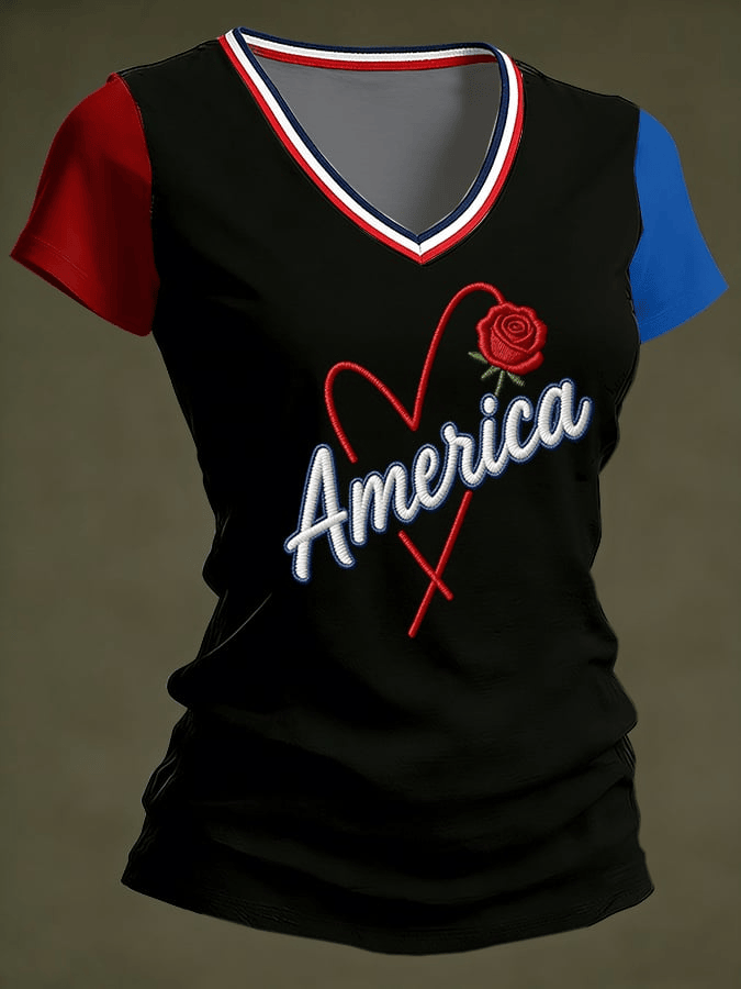 USA 250th Anniversary V-Neck T-Shirt For Women's Americas 250 Years Shirt Patriotic Gifts