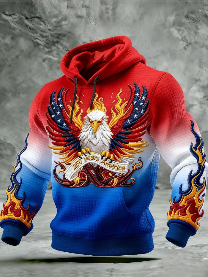 USA 250th Anniversary Waffle Hoodie 1776 2026 Patriotic American Eagle Fire Merch Gift Ideas