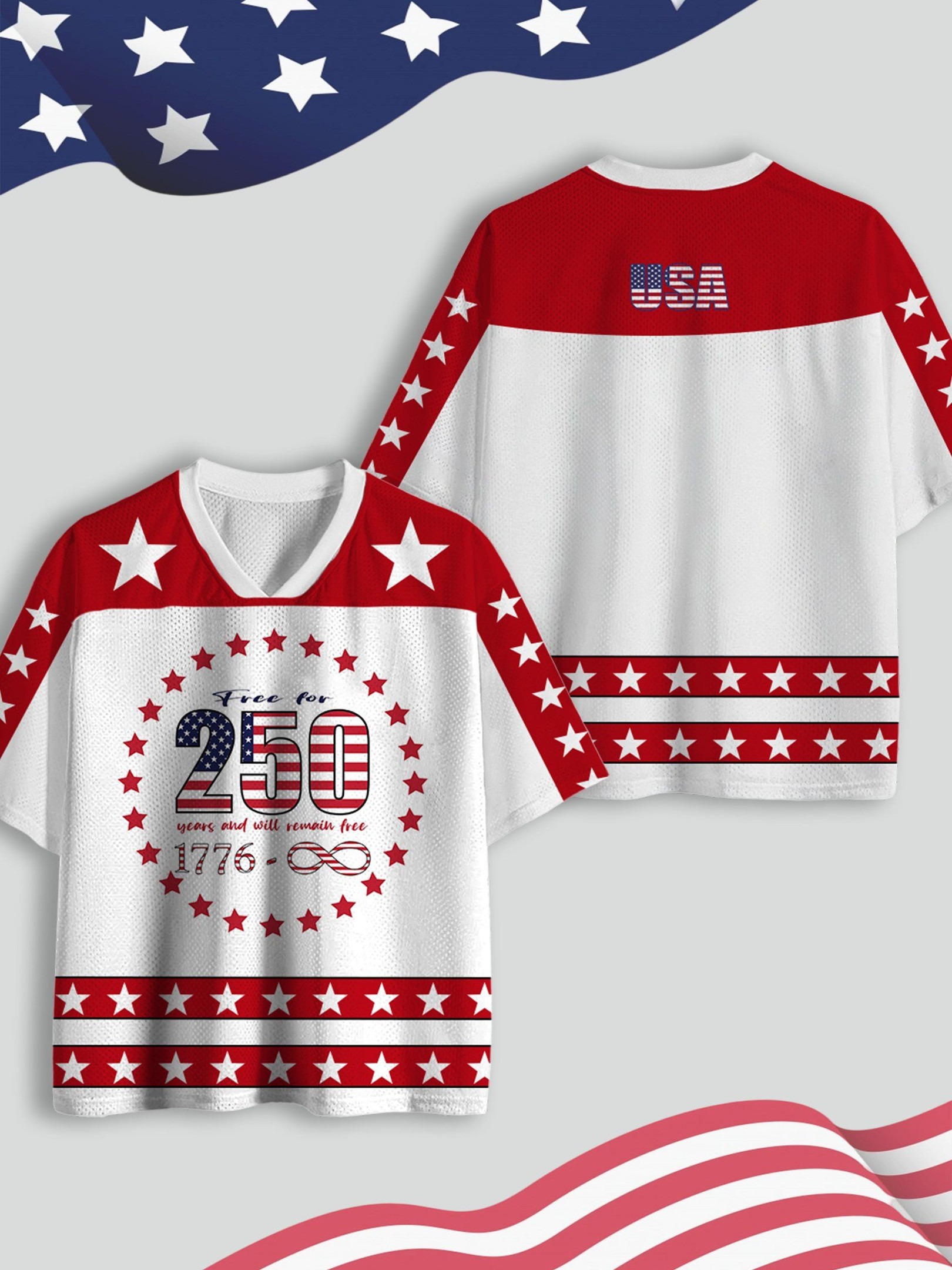 USA American History Anniversary V-Neck Jersey Independence Day Clothes Birthday Gifts For Mom
