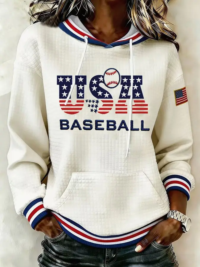 USA Baseball Merch World Baseball Classic Waffle Hoodie Team USA Baseball 2026 Merch Fan Gifts