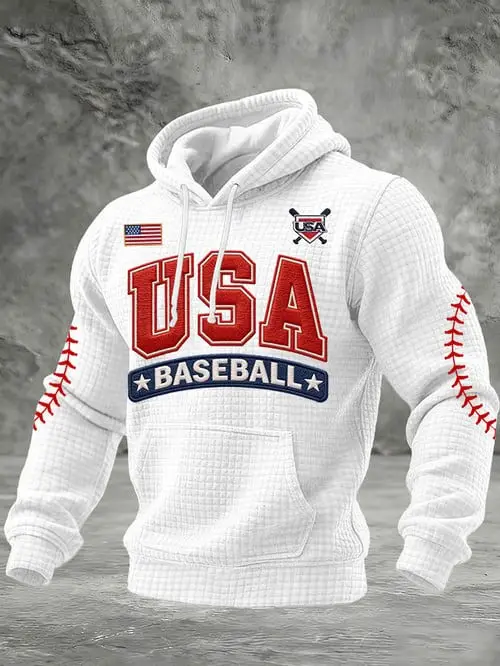 USA Baseball Waffle Hoodie USA Flag WBC 2026 Apparel Great Gifts For Sports Lovers
